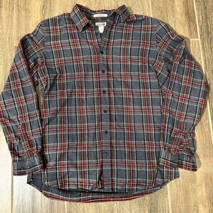 L.L. Bean Mens L Tall Traditional Fit Flannel Shirt Grey Flannel Outdoors Gorp